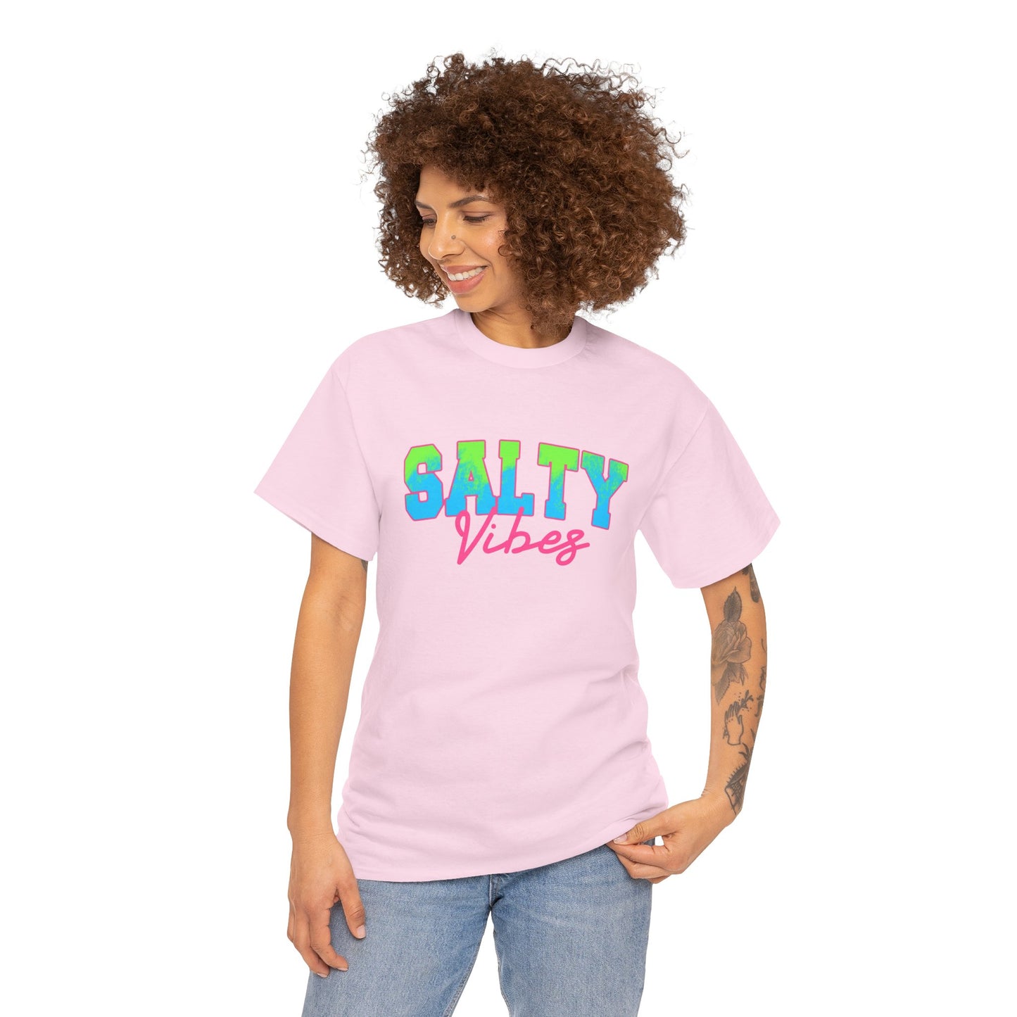 Salty Vibes Unisex Heavy Cotton Tee | Casual Summer Shirt, Beachwear, Gift for Friends, Ocean Lover, Graphic Tee