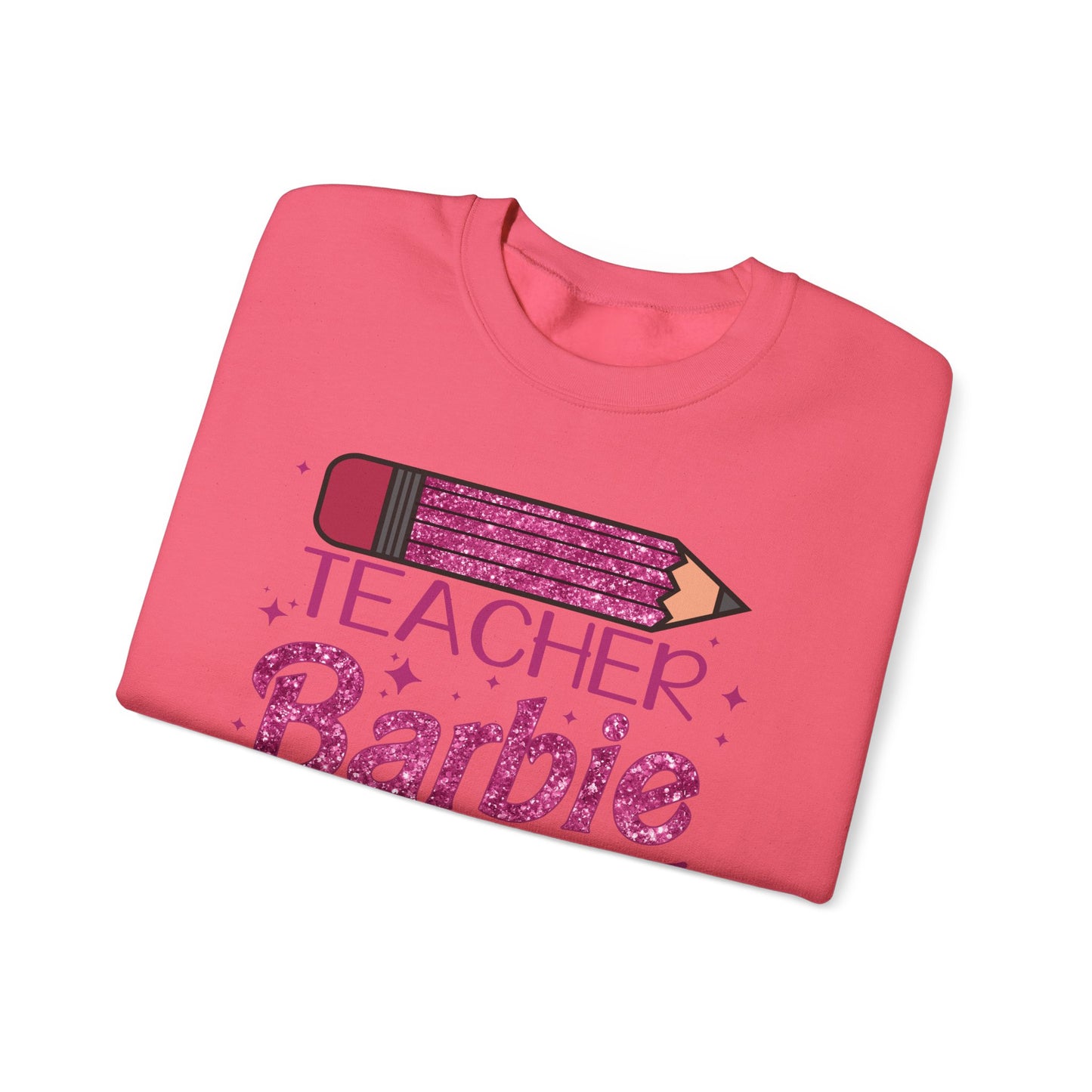 Glitter Pink Teacher Crewneck Sweatshirt | Fun Gift for Educators, Back to School, Teacher Appreciation, Casual Wear, Birthday Gift