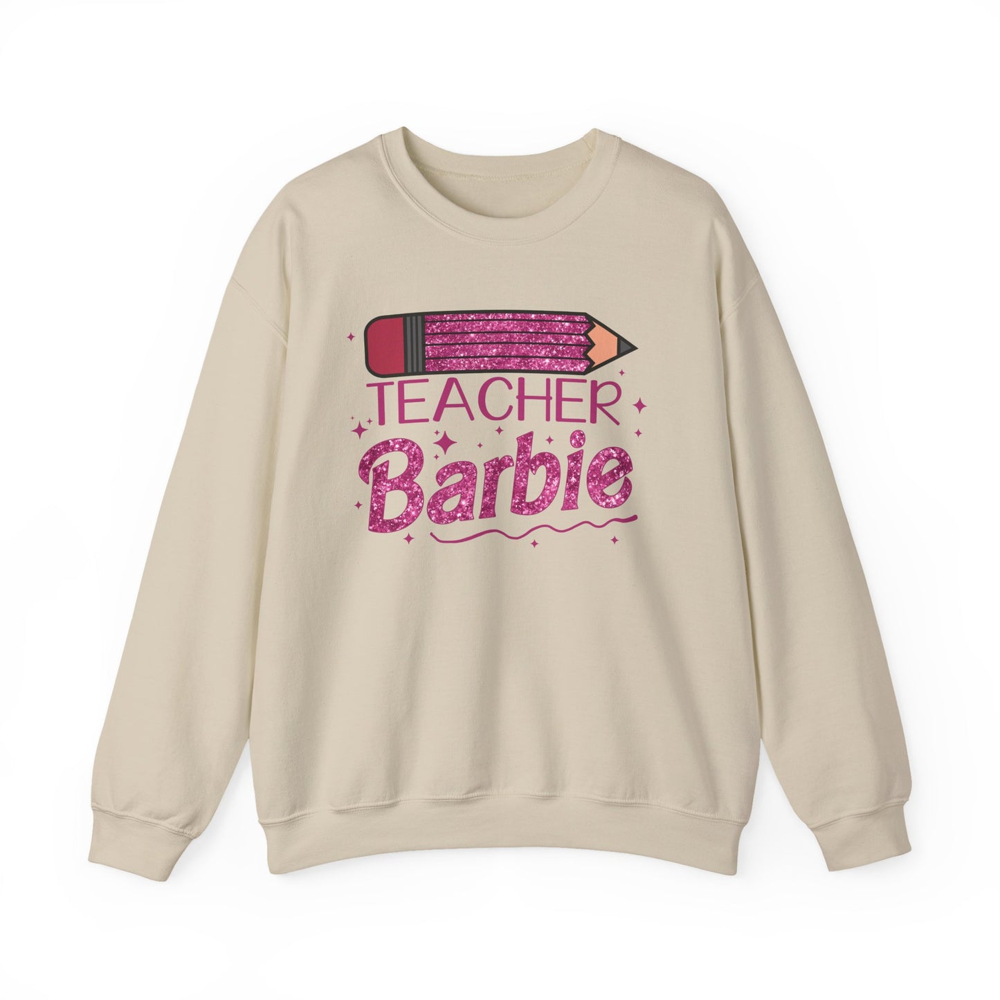 Glitter Pink Teacher Crewneck Sweatshirt | Fun Gift for Educators, Back to School, Teacher Appreciation, Casual Wear, Birthday Gift