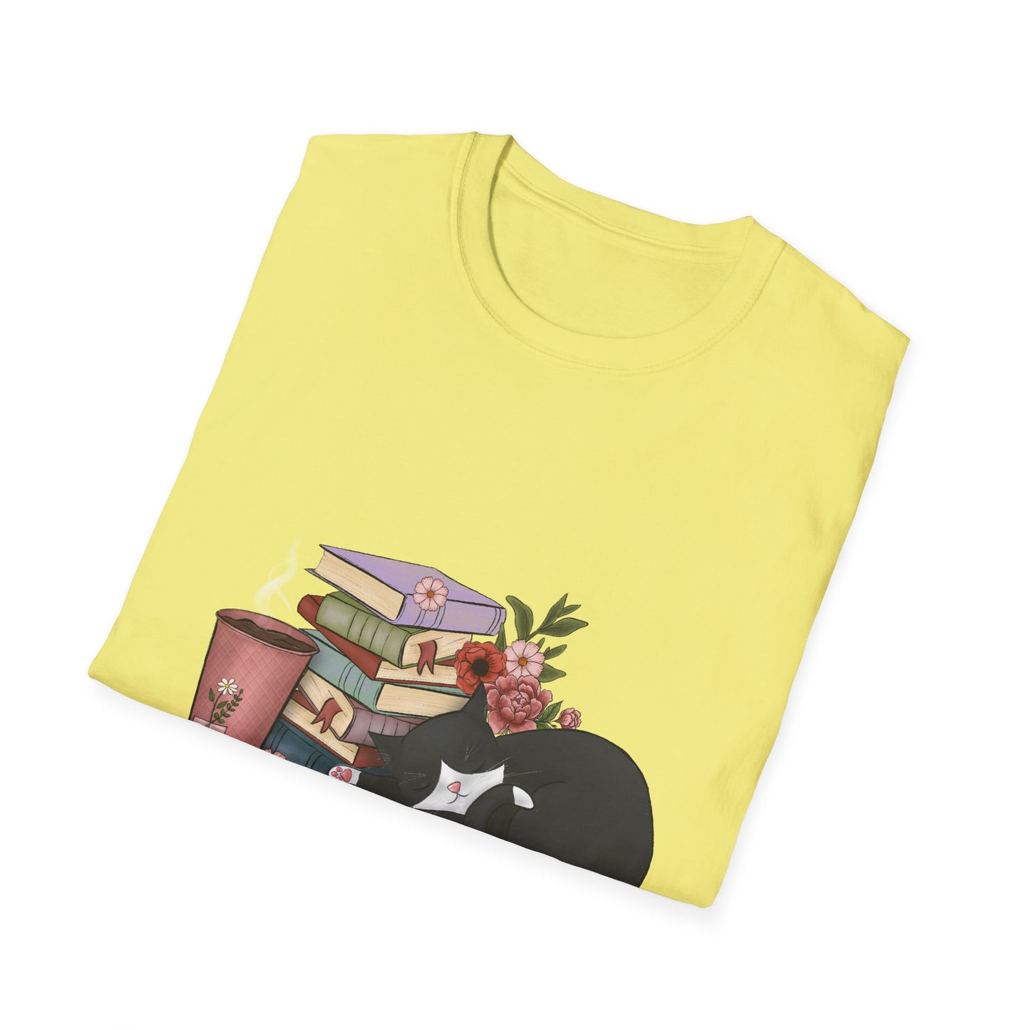 Coffee and Books Cat Tee