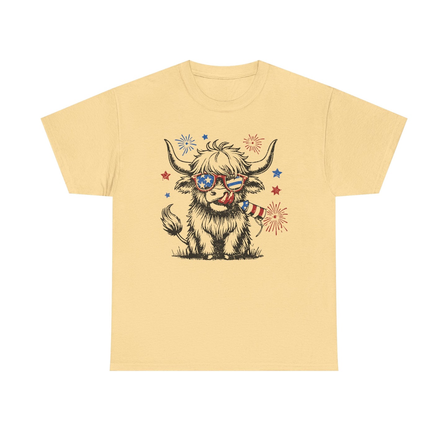 Patriotic Highland Cow Tee