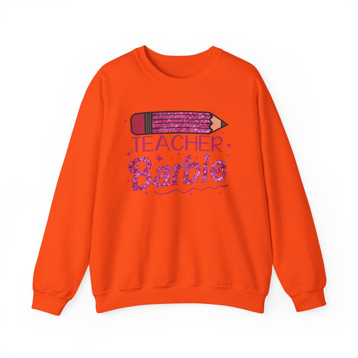 Glitter Pink Teacher Crewneck Sweatshirt | Fun Gift for Educators, Back to School, Teacher Appreciation, Casual Wear, Birthday Gift