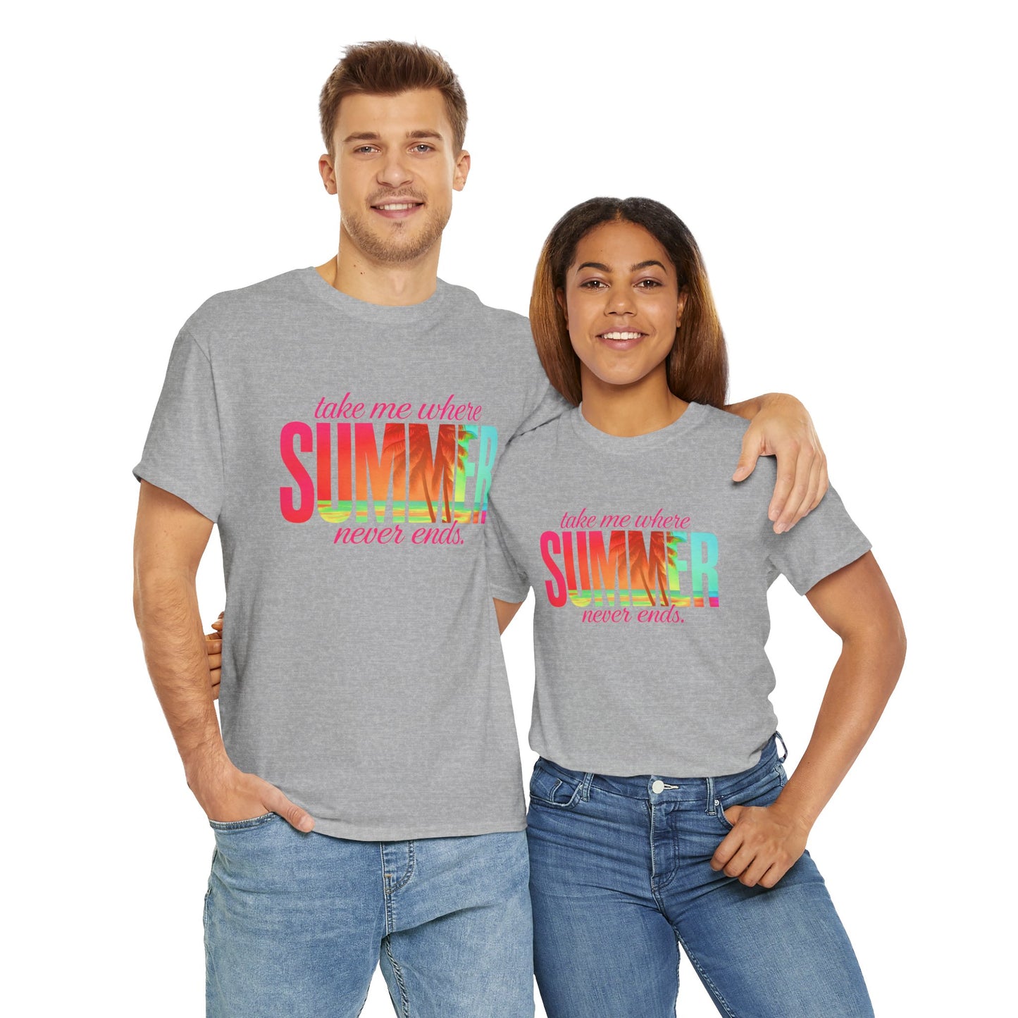 Summer Vibes Unisex Heavy Cotton Tee, Beachwear, Vacation Shirt, Gift for Summer Lovers, Casual Summer Tee, Outdoor Activities Wear
