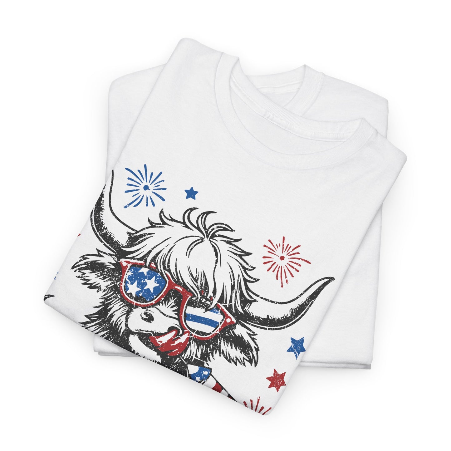 Patriotic Highland Cow Tee