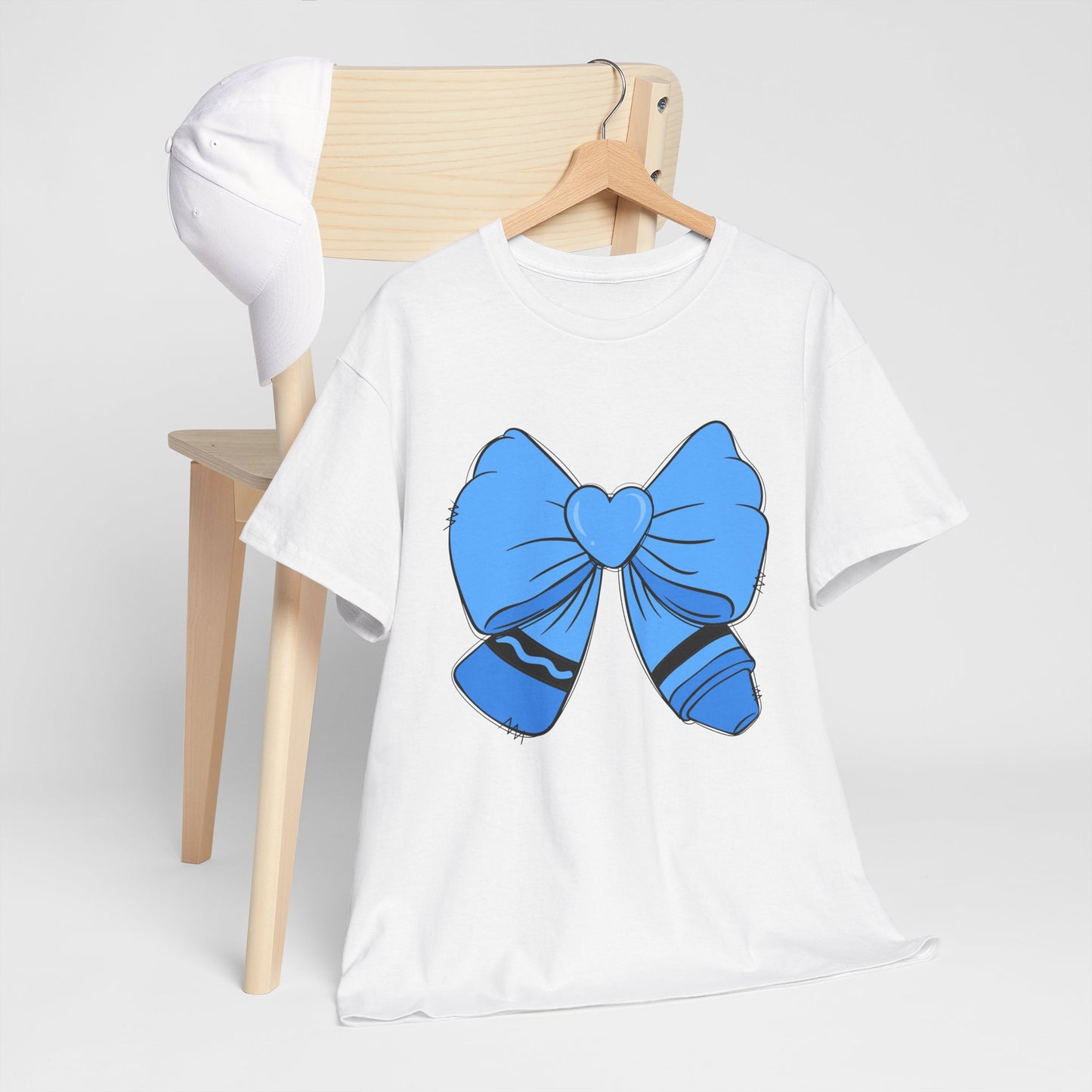 Blue Bow Heart Unisex Tee | Cute Graphic T-Shirt, Gift for Friends, Trendy Casual Wear, Birthday Apparel, Stylish Everyday Top
