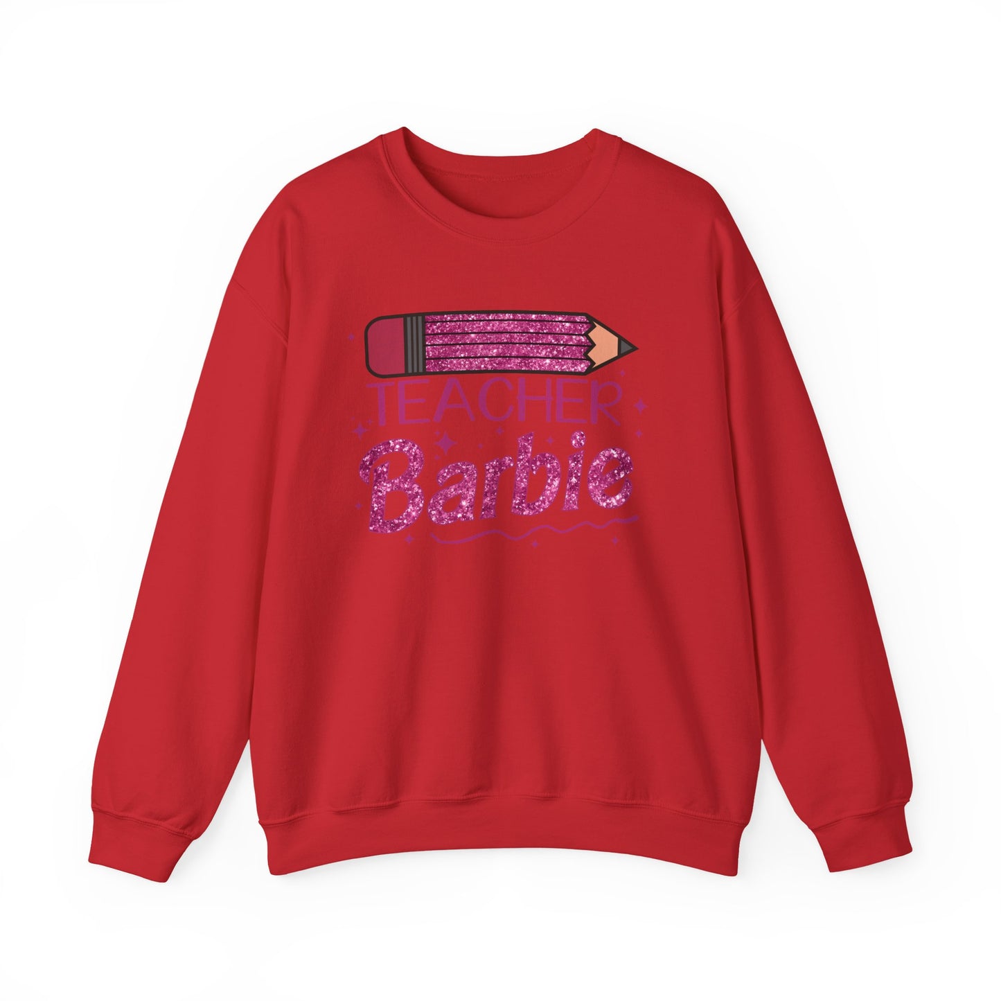Glitter Pink Teacher Crewneck Sweatshirt | Fun Gift for Educators, Back to School, Teacher Appreciation, Casual Wear, Birthday Gift