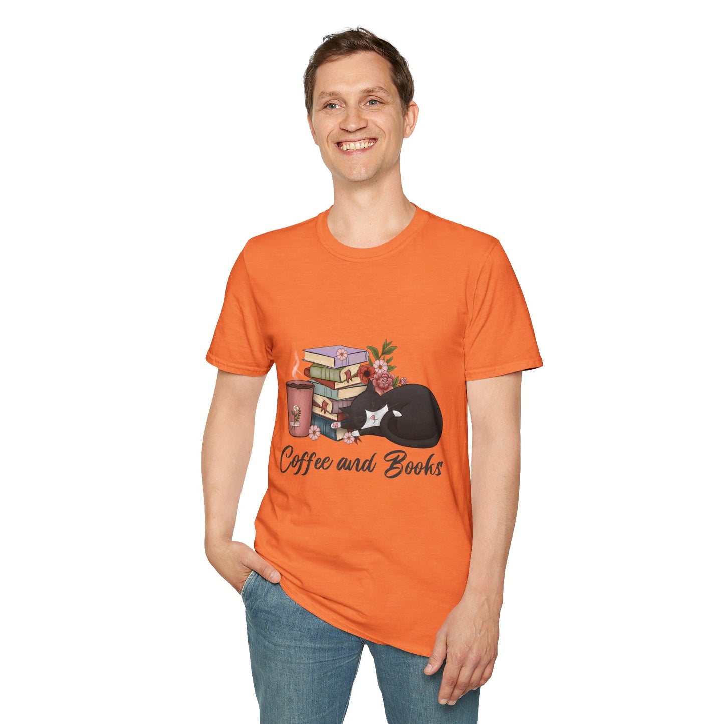 Coffee and Books Cat Tee
