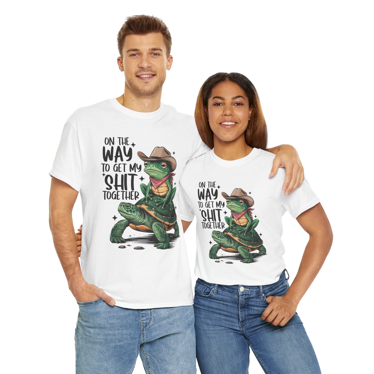 Graphic Tee - Frog Riding a Turtle On My Way To Get My Shit Together Tshirt