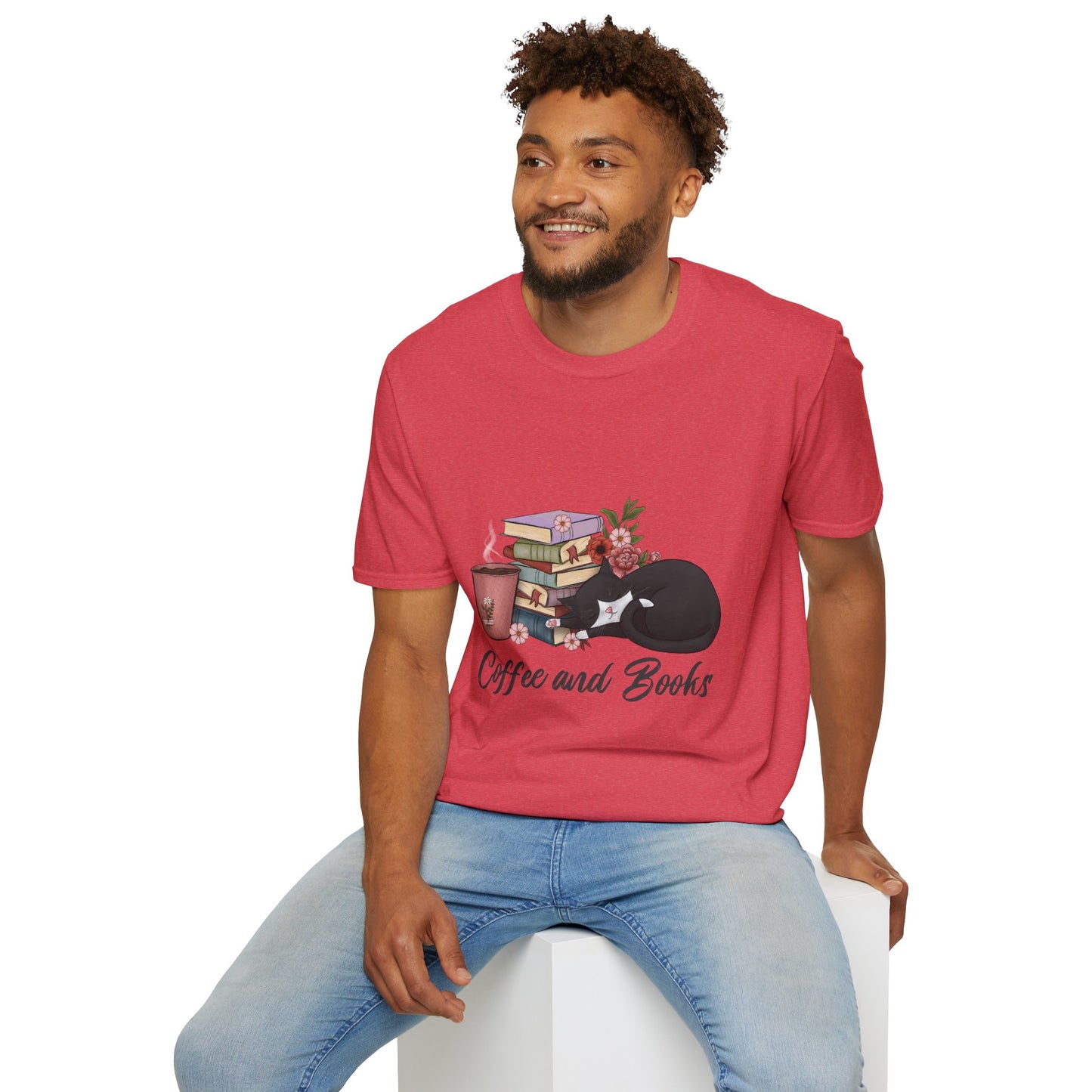 Coffee and Books Cat Tee