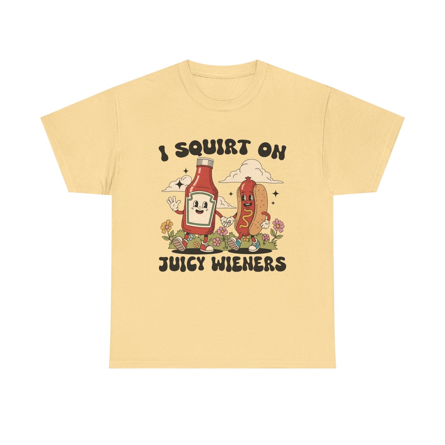 Funny Foodie Unisex Tee - I Squirt on Juicy Wieners, Humorous Gift, BBQ Shirt, Summer Party Apparel, Casual Wear, Food Lover's Tee