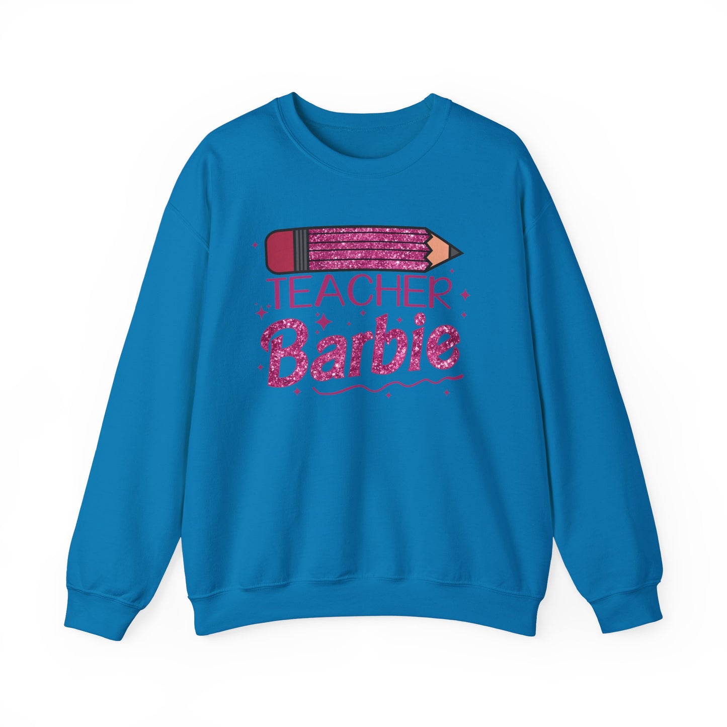 Glitter Pink Teacher Crewneck Sweatshirt | Fun Gift for Educators, Back to School, Teacher Appreciation, Casual Wear, Birthday Gift