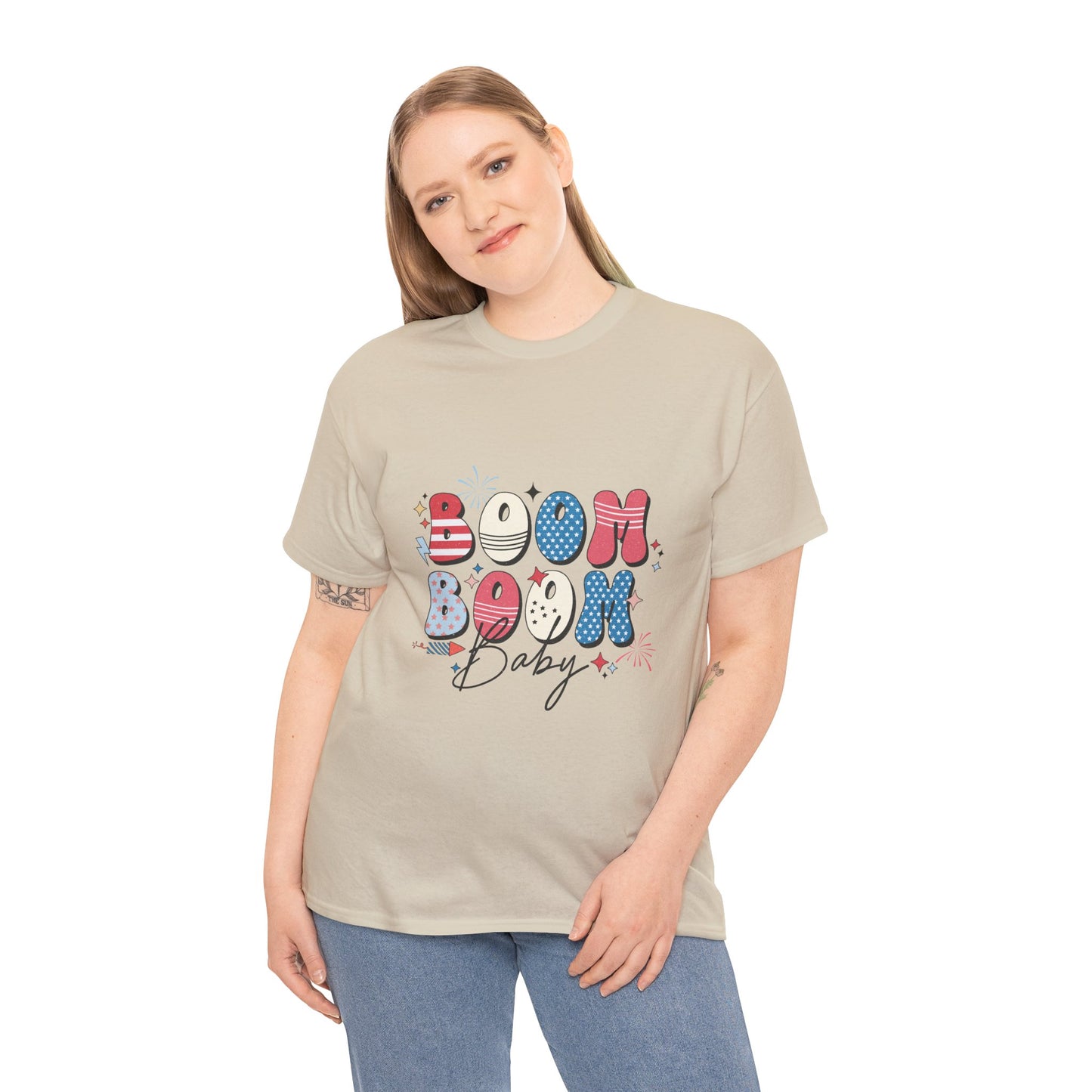 Celebrate Independence Day T-Shirt, Boom Boom Baby Tee, Fun Summer Shirt, Patriotic Apparel, Fourth of July Party Gift