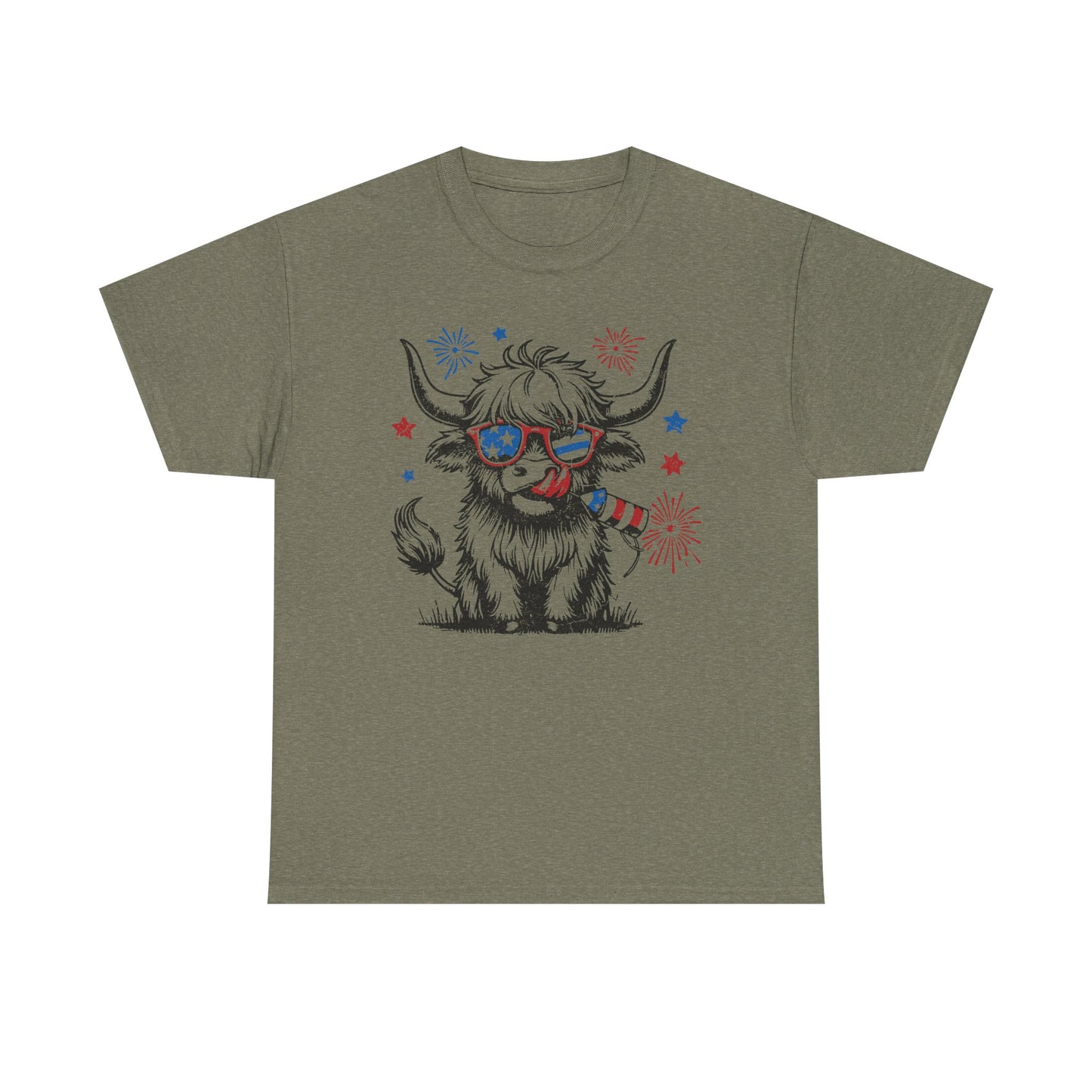 Patriotic Highland Cow Tee