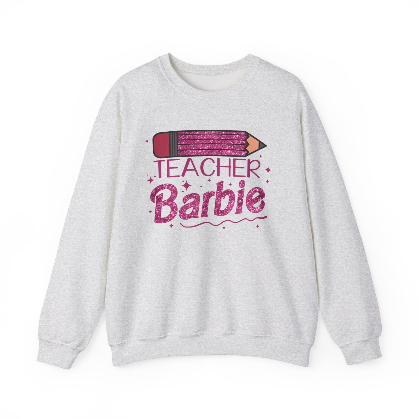 Glitter Pink Teacher Crewneck Sweatshirt | Fun Gift for Educators, Back to School, Teacher Appreciation, Casual Wear, Birthday Gift