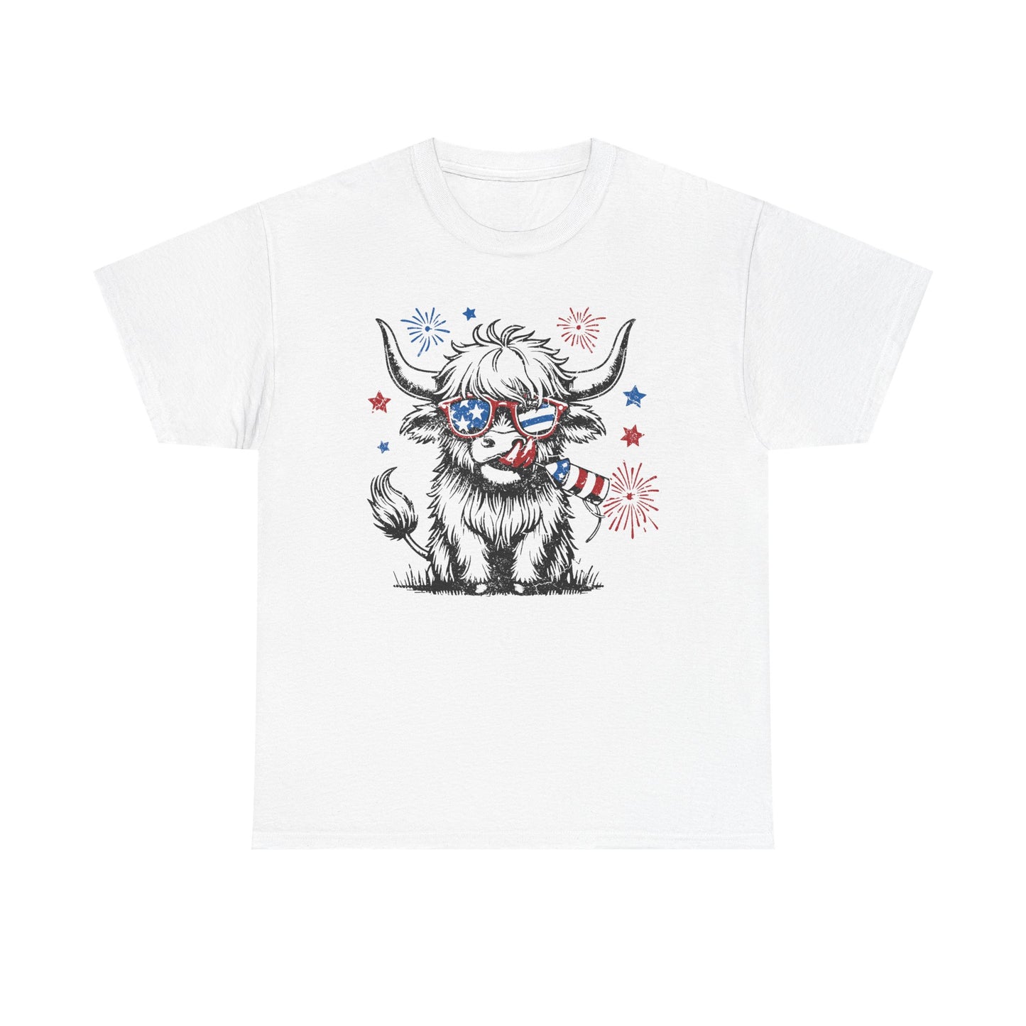 Patriotic Highland Cow Tee