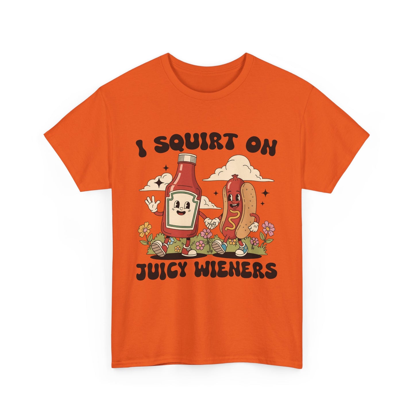 Funny Foodie Unisex Tee - I Squirt on Juicy Wieners, Humorous Gift, BBQ Shirt, Summer Party Apparel, Casual Wear, Food Lover's Tee
