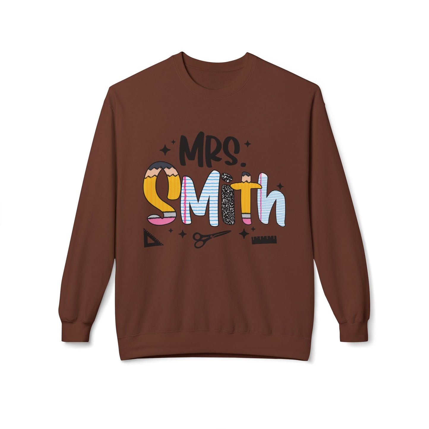 Personalized Mrs. Smith Crewneck Sweatshirt, Custom Fleece Sweatshirt, Cozy Gift for Her, Wedding Gift, Teacher Apparel, Fun Family Gift