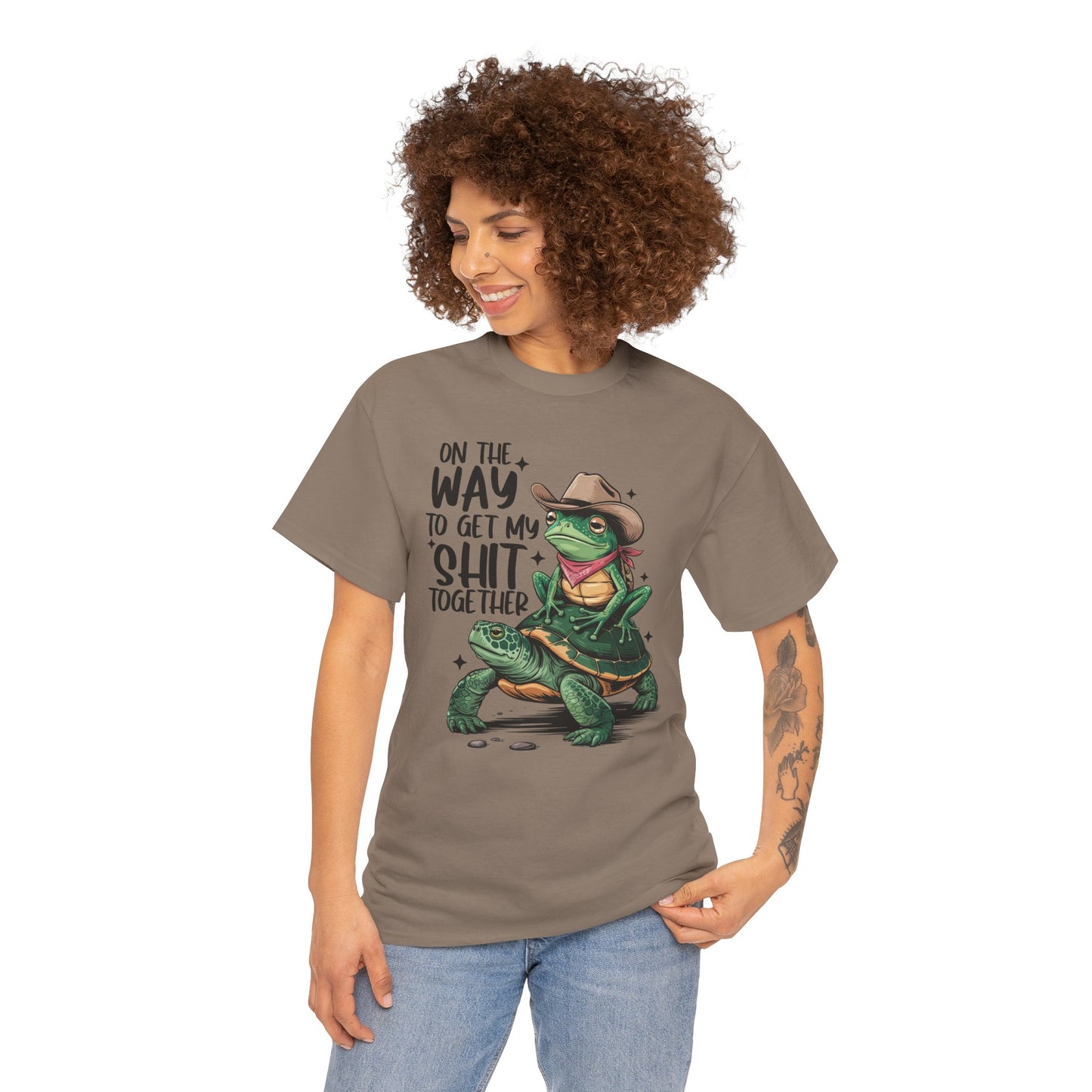Graphic Tee - Frog Riding a Turtle On My Way To Get My Shit Together Tshirt