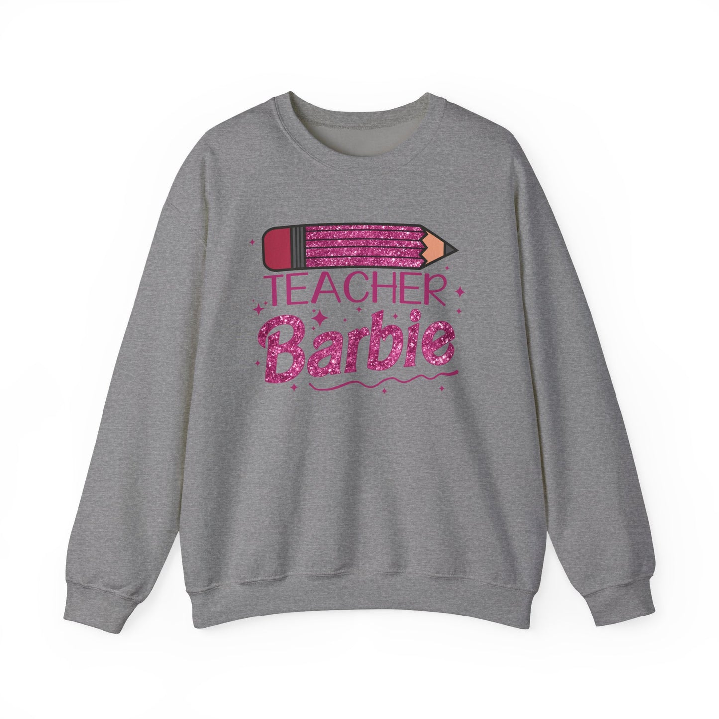 Glitter Pink Teacher Crewneck Sweatshirt | Fun Gift for Educators, Back to School, Teacher Appreciation, Casual Wear, Birthday Gift