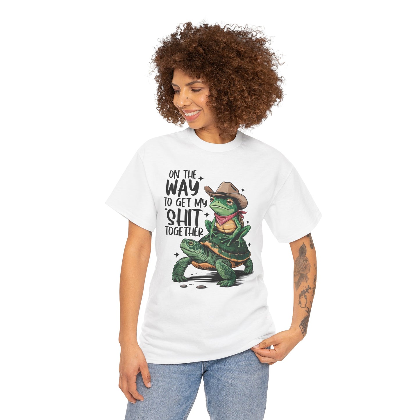 Graphic Tee - Frog Riding a Turtle On My Way To Get My Shit Together Tshirt