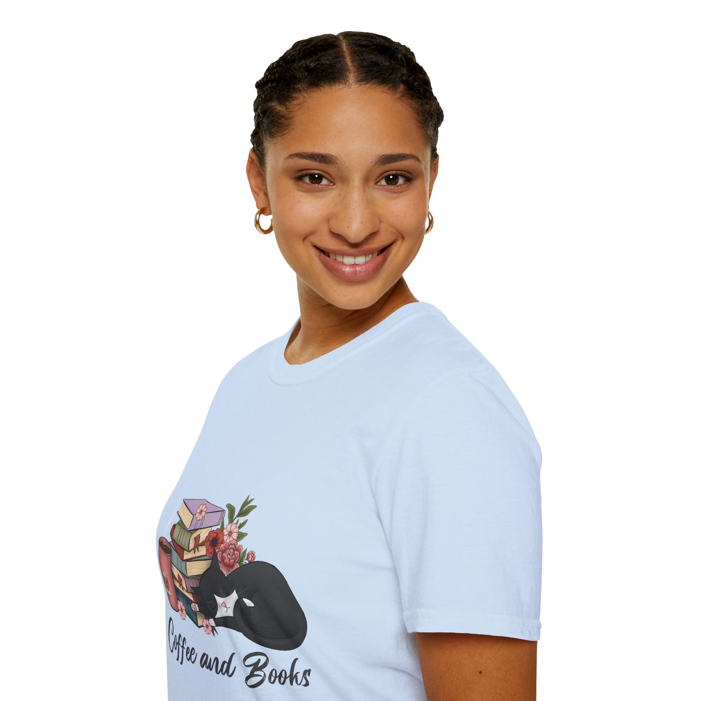 Coffee and Books Cat Tee