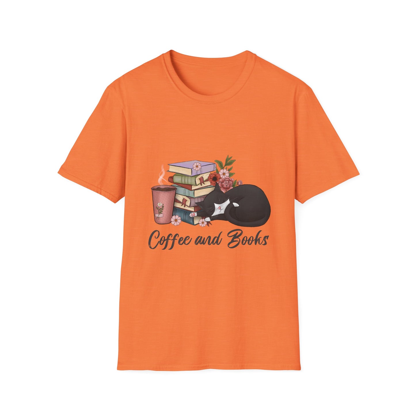 Coffee and Books Cat Tee