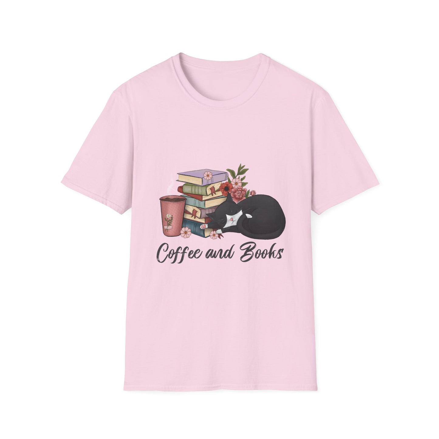 Coffee and Books Cat Tee