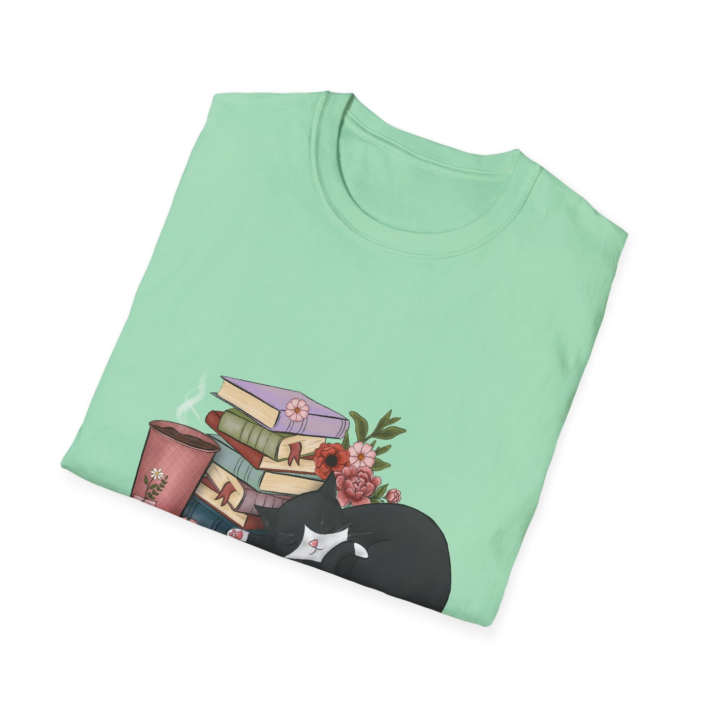 Coffee and Books Cat Tee