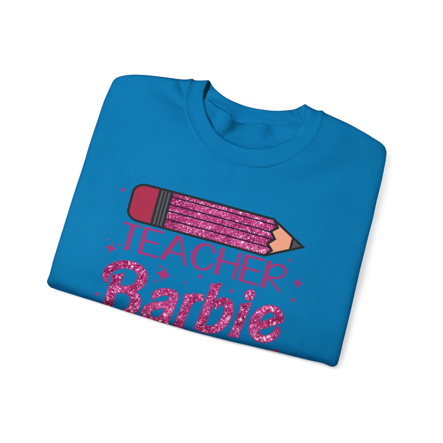 Glitter Pink Teacher Crewneck Sweatshirt | Fun Gift for Educators, Back to School, Teacher Appreciation, Casual Wear, Birthday Gift