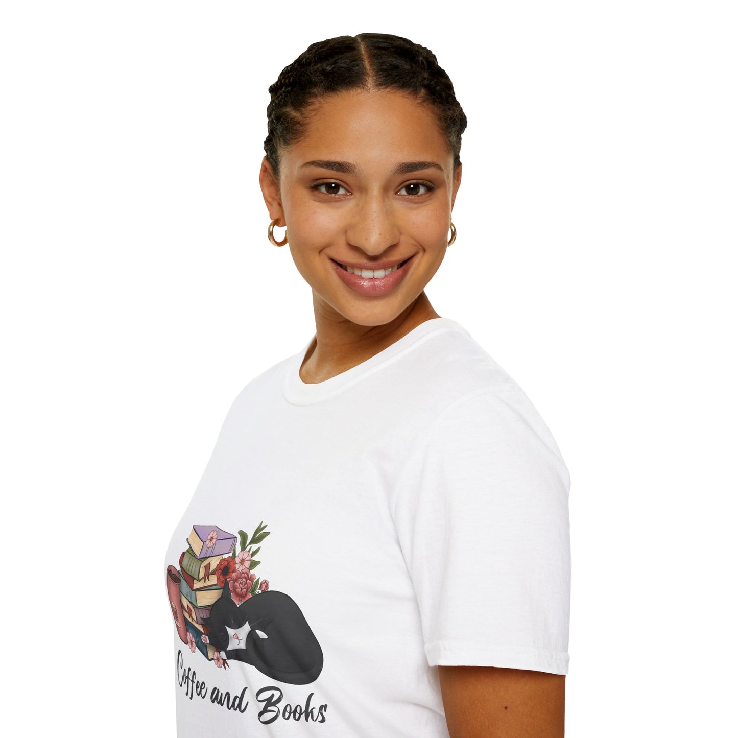 Coffee and Books Cat Tee
