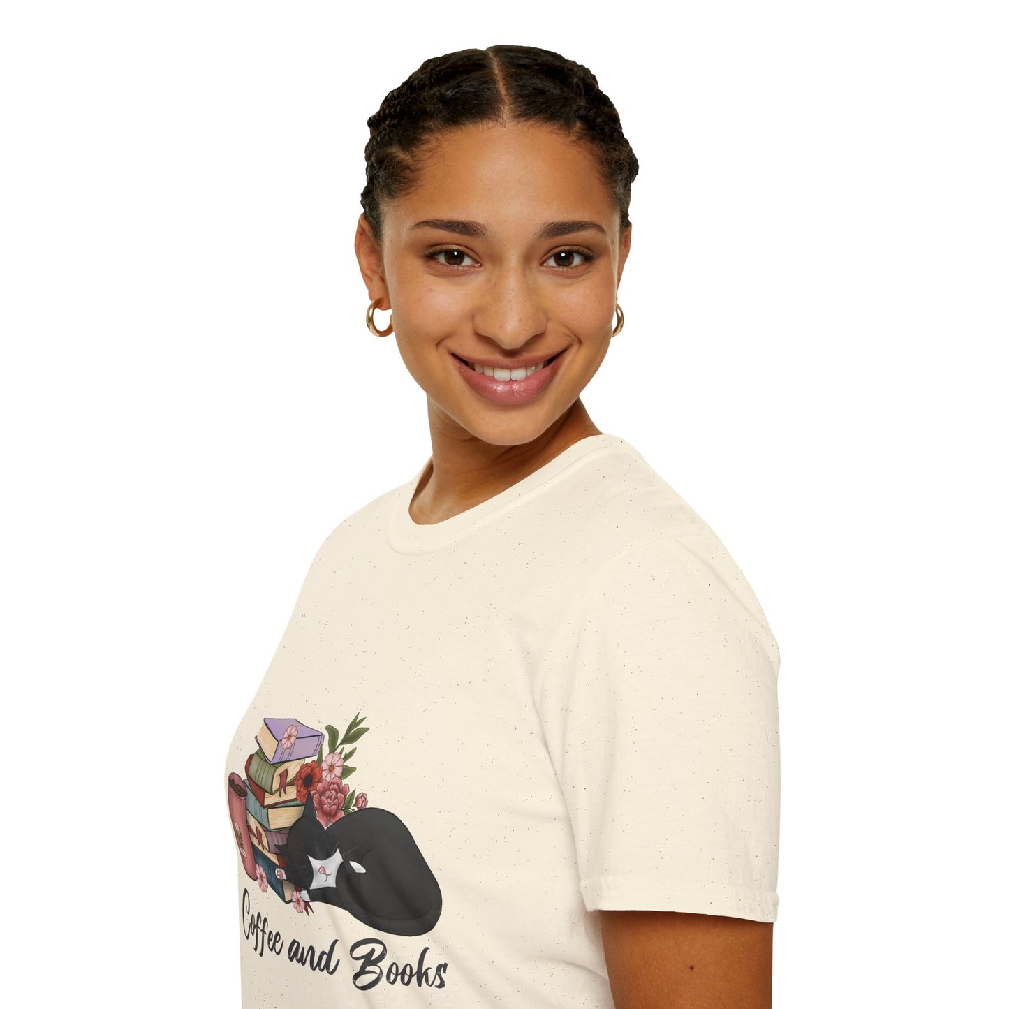 Coffee and Books Cat Tee