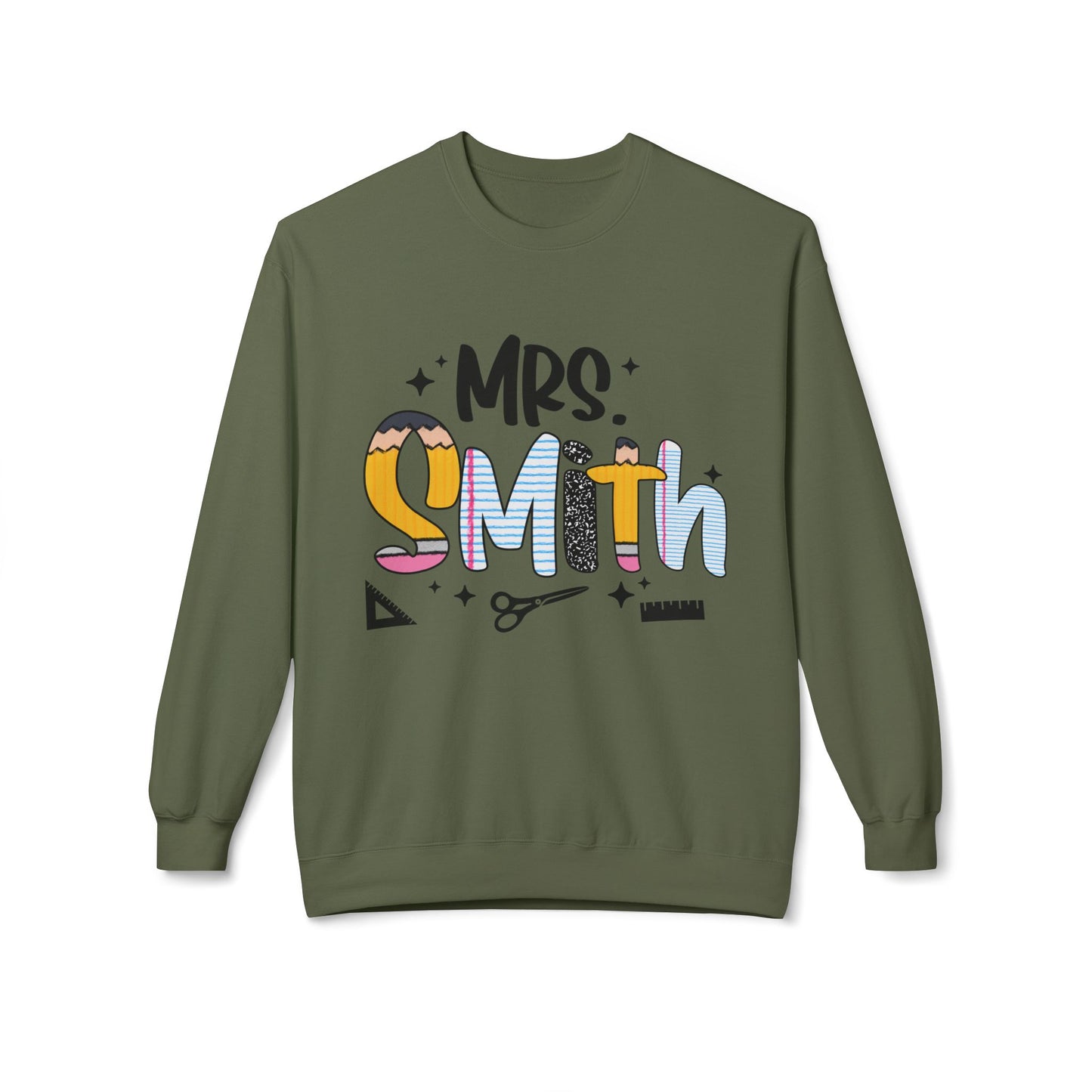 Personalized Mrs. Smith Crewneck Sweatshirt, Custom Fleece Sweatshirt, Cozy Gift for Her, Wedding Gift, Teacher Apparel, Fun Family Gift