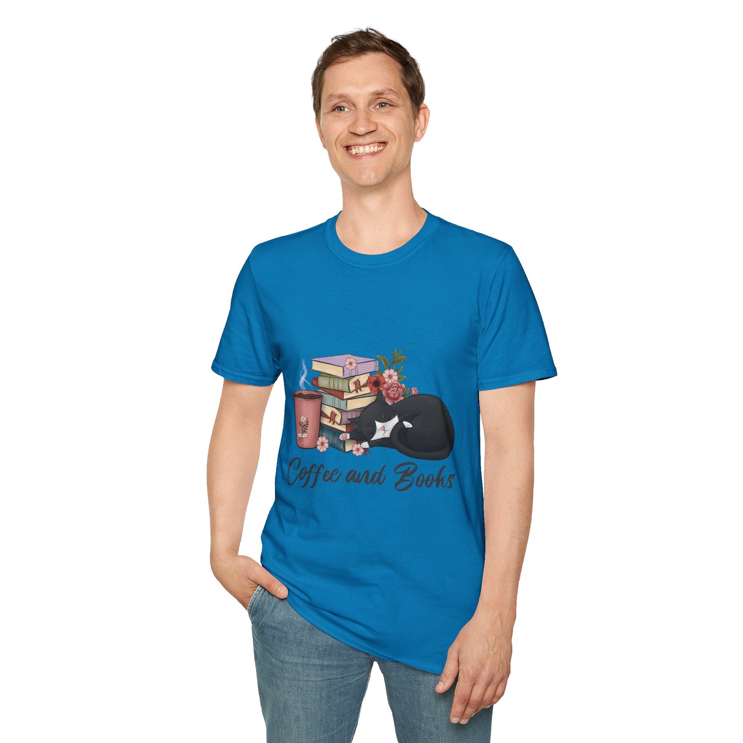 Coffee and Books Cat Tee