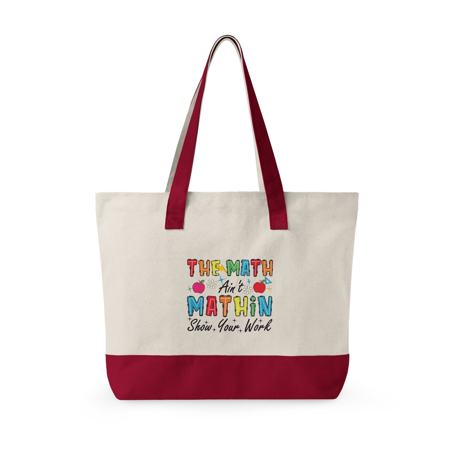 Canvas Tote Bag — "The Math Is in the Mathin" Colorful School Teacher Tote