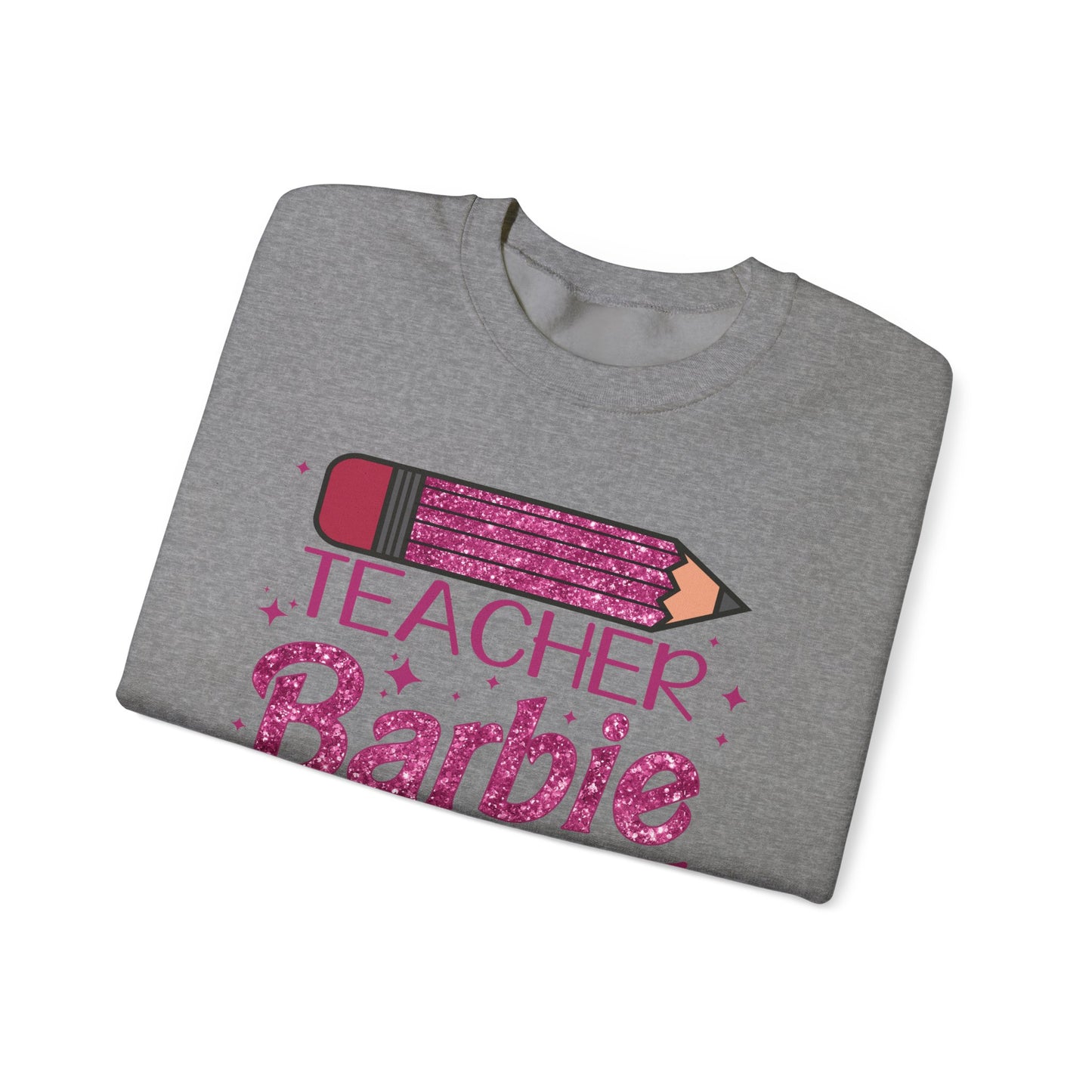 Glitter Pink Teacher Crewneck Sweatshirt | Fun Gift for Educators, Back to School, Teacher Appreciation, Casual Wear, Birthday Gift