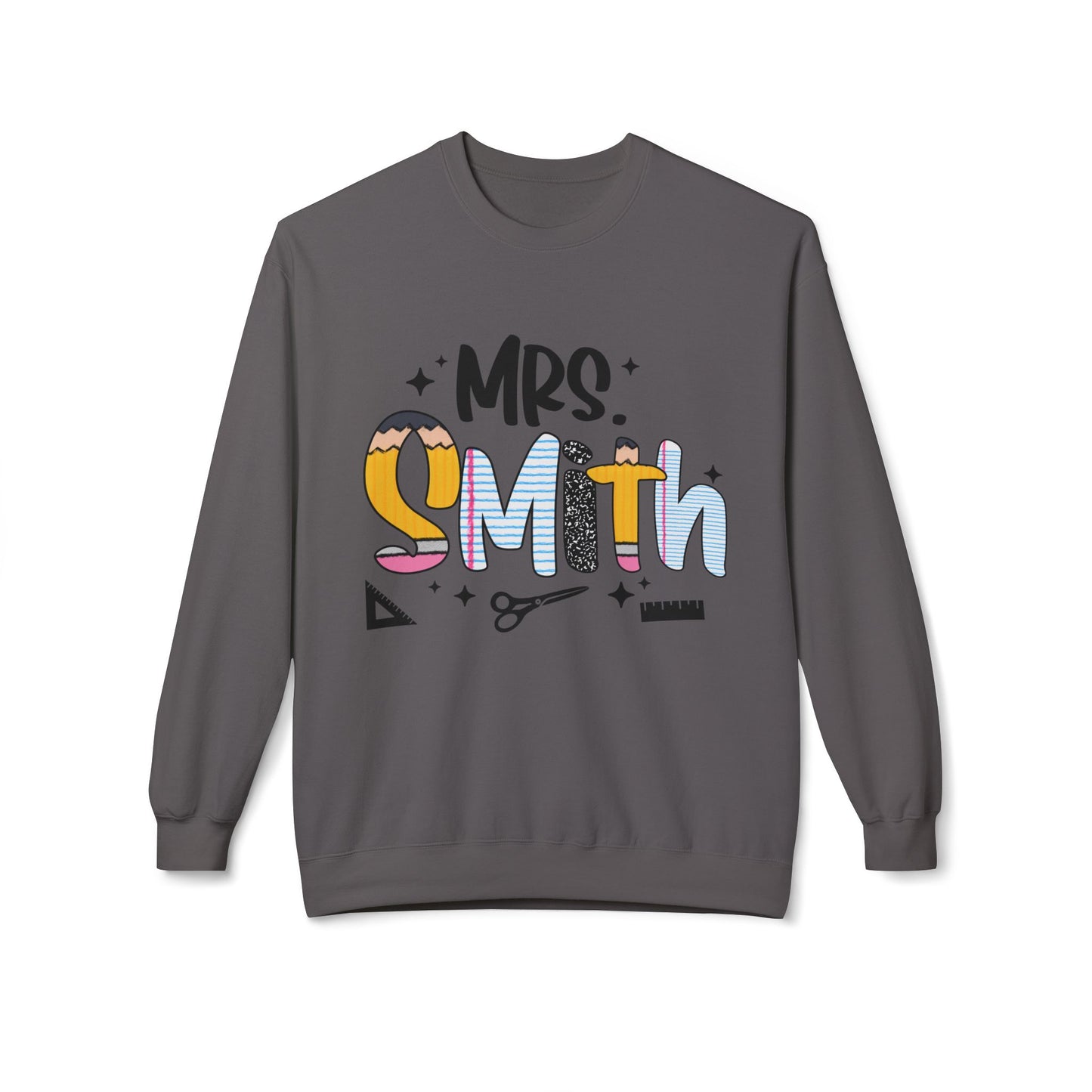Personalized Mrs. Smith Crewneck Sweatshirt, Custom Fleece Sweatshirt, Cozy Gift for Her, Wedding Gift, Teacher Apparel, Fun Family Gift