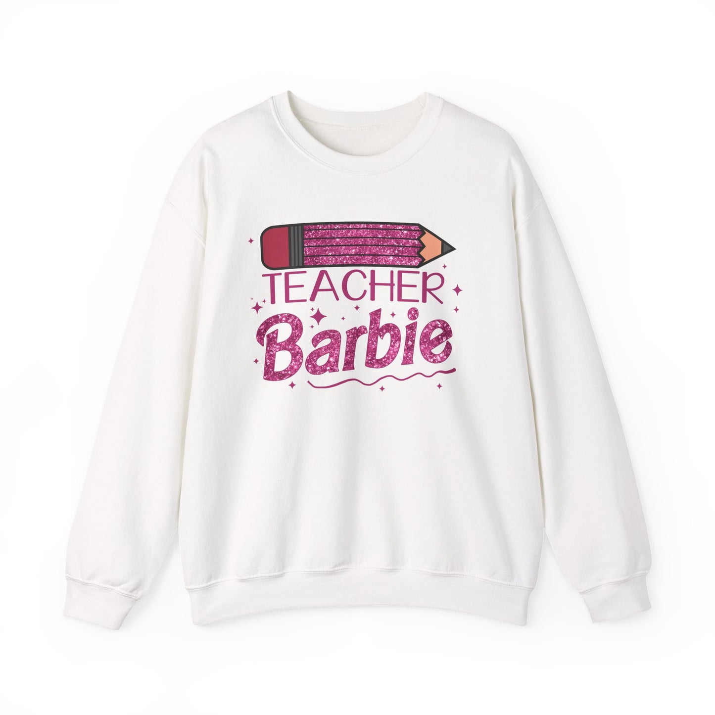 Glitter Pink Teacher Crewneck Sweatshirt | Fun Gift for Educators, Back to School, Teacher Appreciation, Casual Wear, Birthday Gift