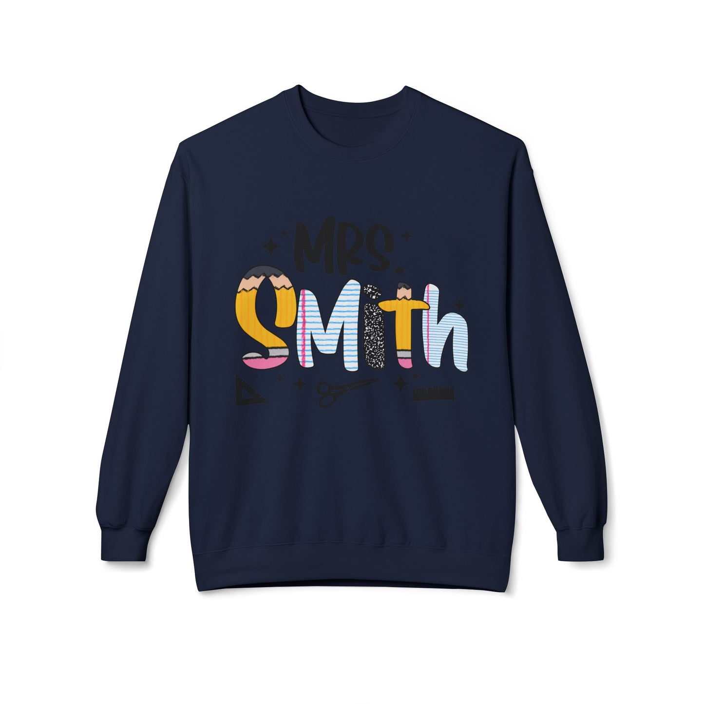 Personalized Mrs. Smith Crewneck Sweatshirt, Custom Fleece Sweatshirt, Cozy Gift for Her, Wedding Gift, Teacher Apparel, Fun Family Gift