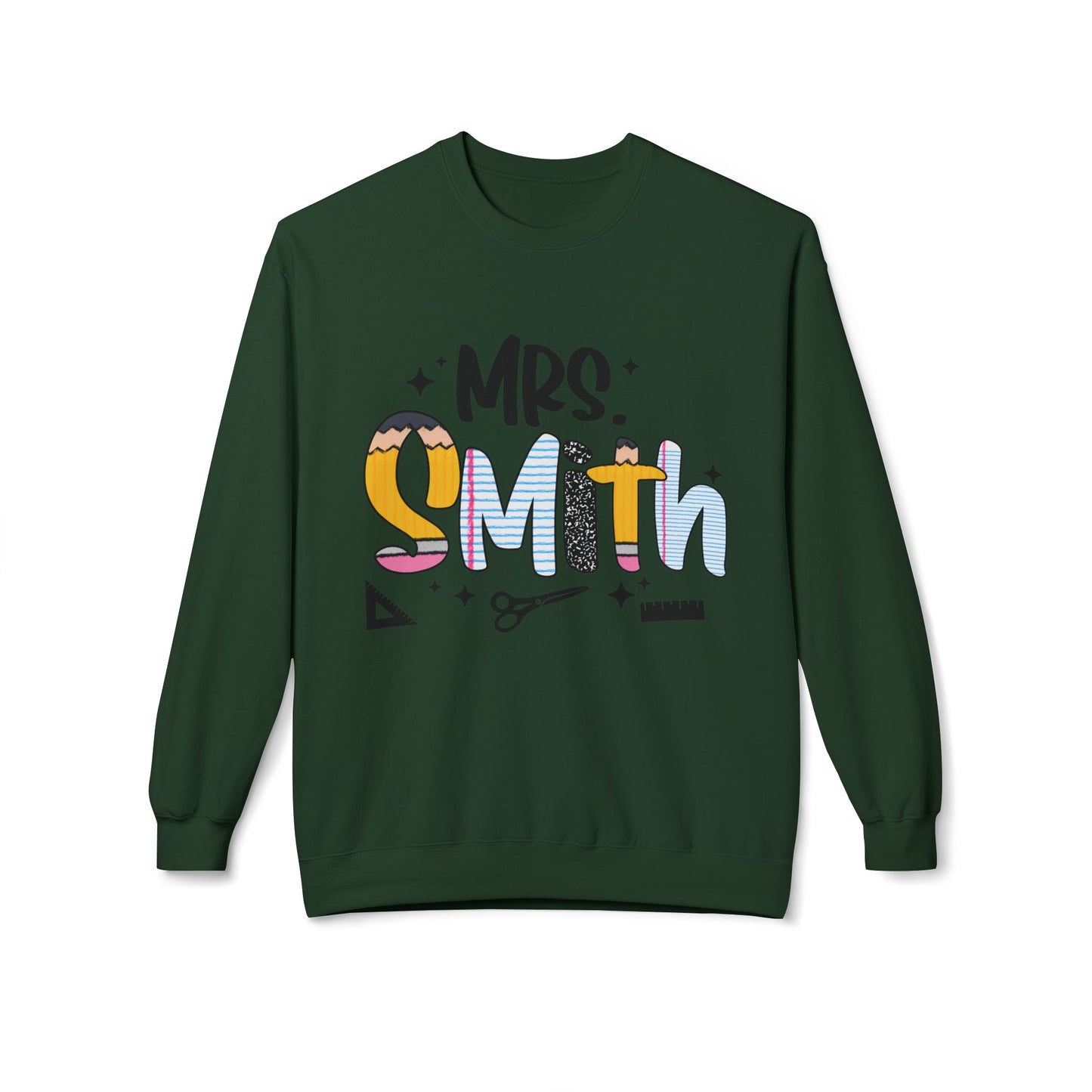 Personalized Mrs. Smith Crewneck Sweatshirt, Custom Fleece Sweatshirt, Cozy Gift for Her, Wedding Gift, Teacher Apparel, Fun Family Gift