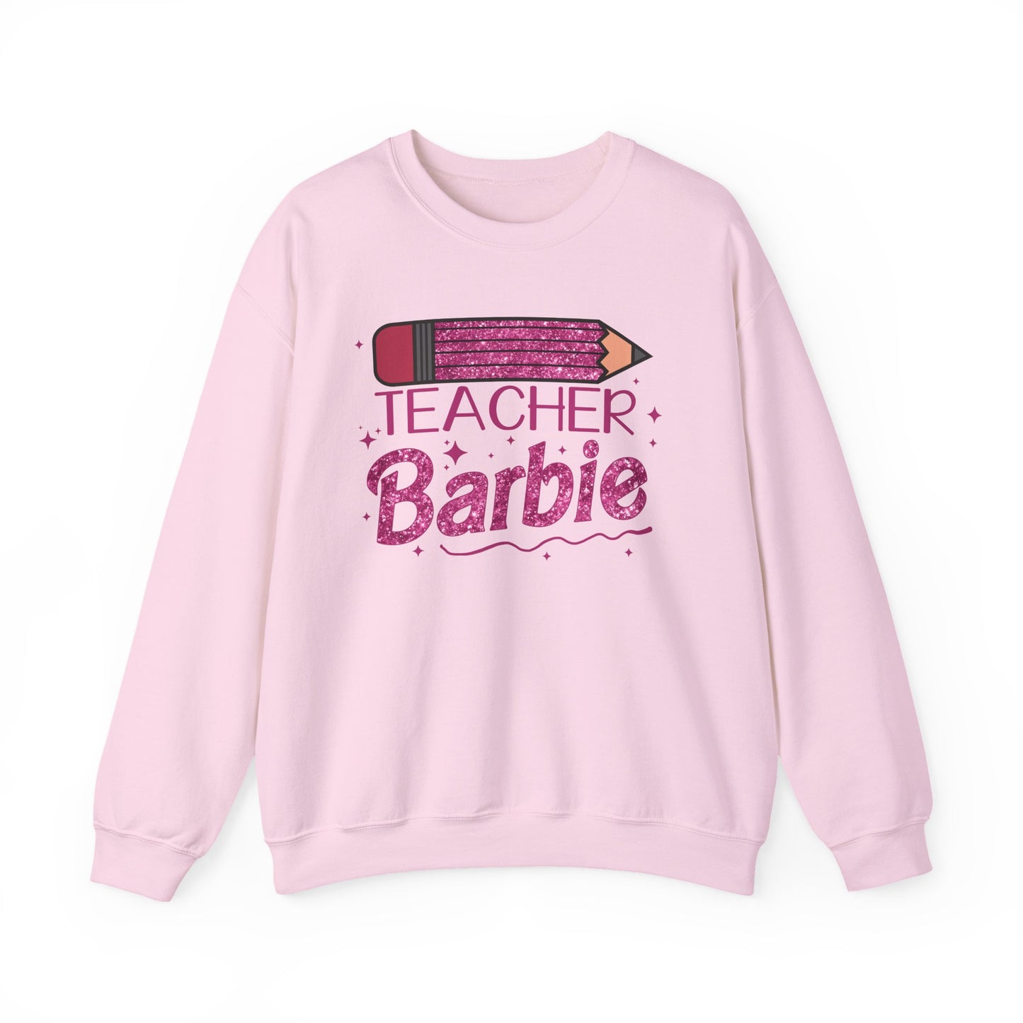 Glitter Pink Teacher Crewneck Sweatshirt | Fun Gift for Educators, Back to School, Teacher Appreciation, Casual Wear, Birthday Gift