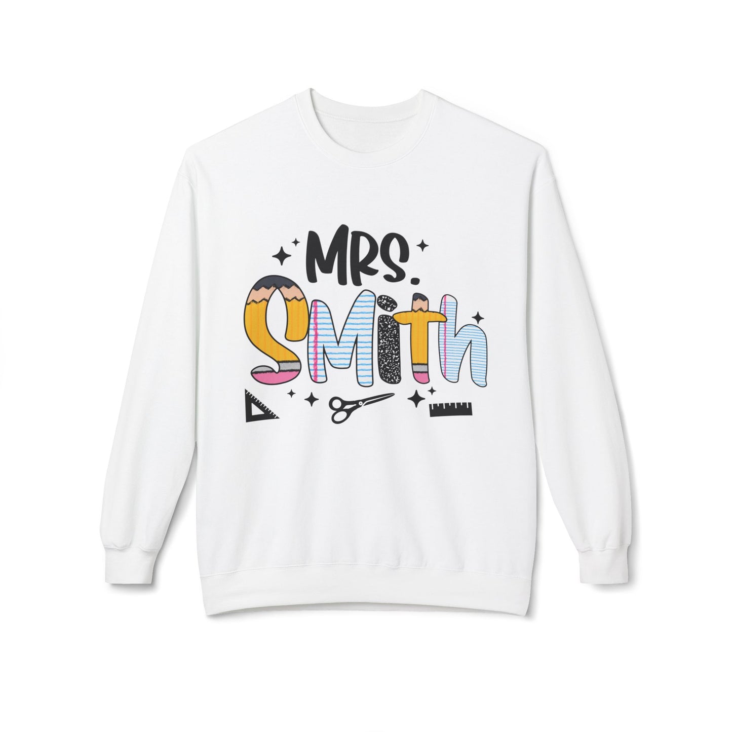 Personalized Mrs. Smith Crewneck Sweatshirt, Custom Fleece Sweatshirt, Cozy Gift for Her, Wedding Gift, Teacher Apparel, Fun Family Gift