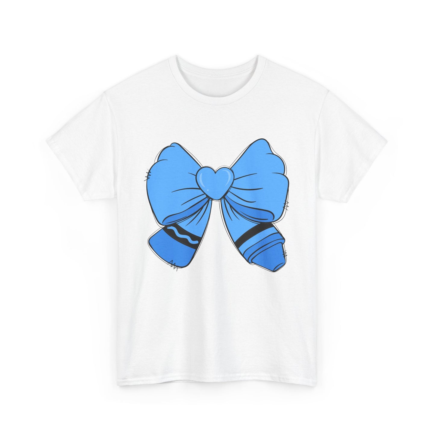 Blue Bow Heart Unisex Tee | Cute Graphic T-Shirt, Gift for Friends, Trendy Casual Wear, Birthday Apparel, Stylish Everyday Top