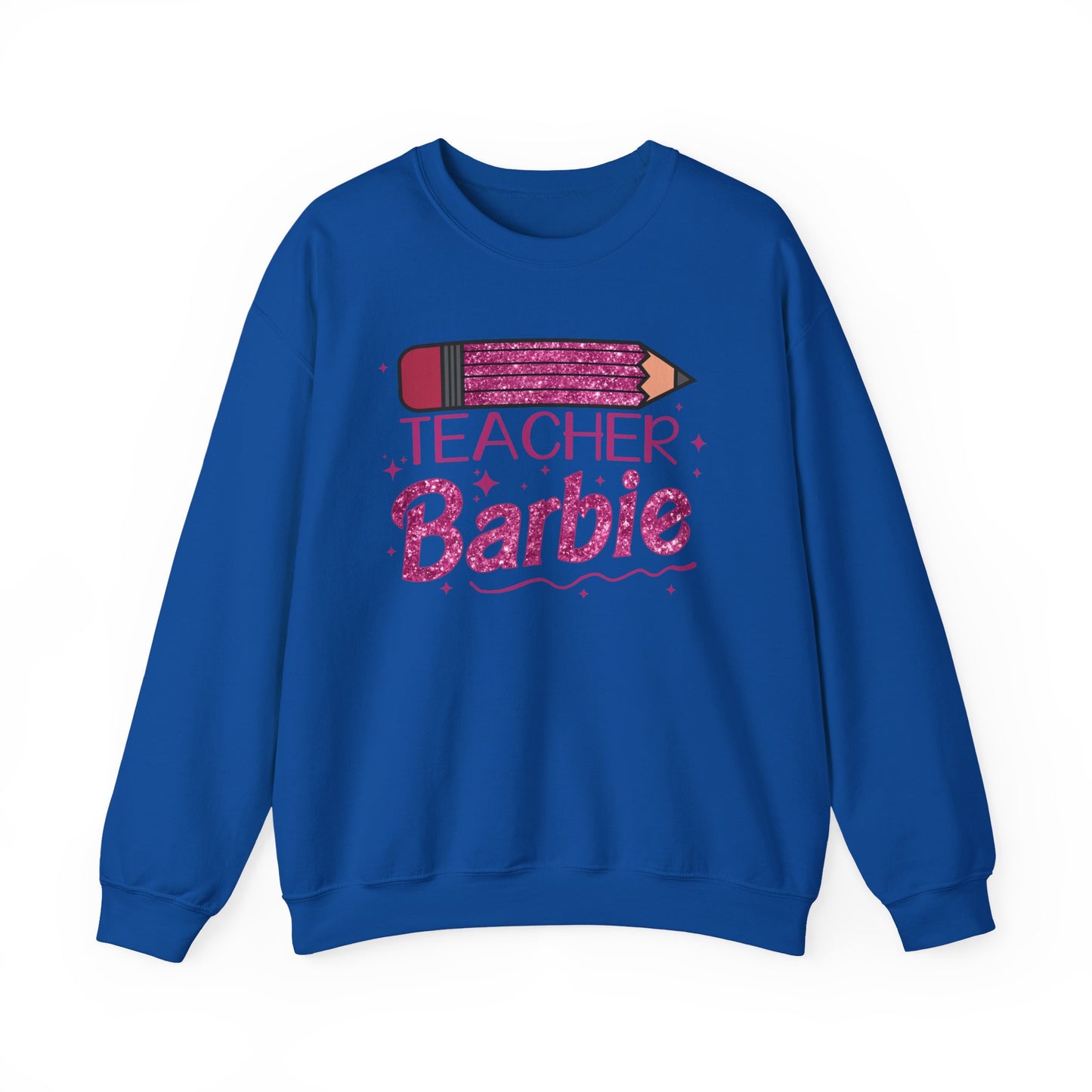 Glitter Pink Teacher Crewneck Sweatshirt | Fun Gift for Educators, Back to School, Teacher Appreciation, Casual Wear, Birthday Gift