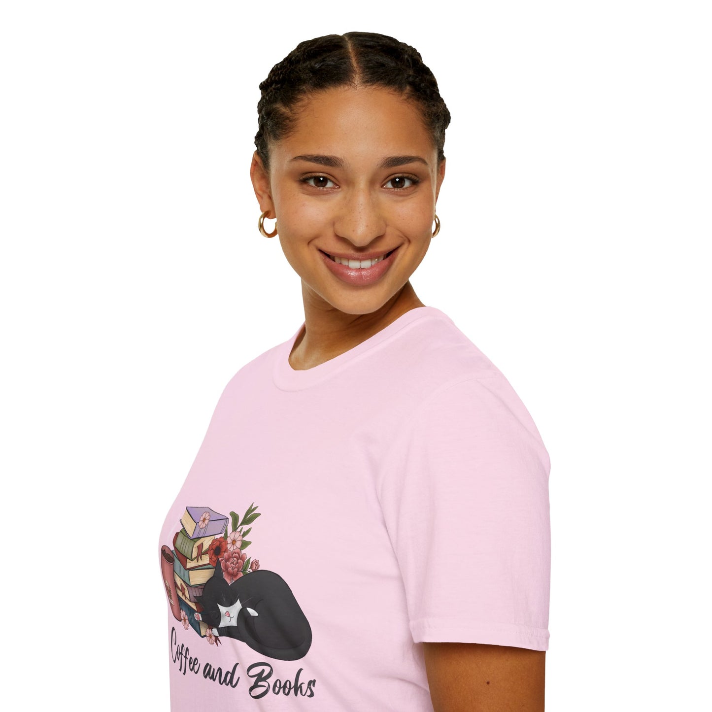 Coffee and Books Cat Tee