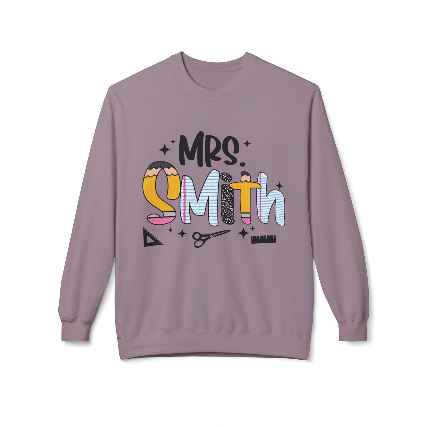Personalized Mrs. Smith Crewneck Sweatshirt, Custom Fleece Sweatshirt, Cozy Gift for Her, Wedding Gift, Teacher Apparel, Fun Family Gift