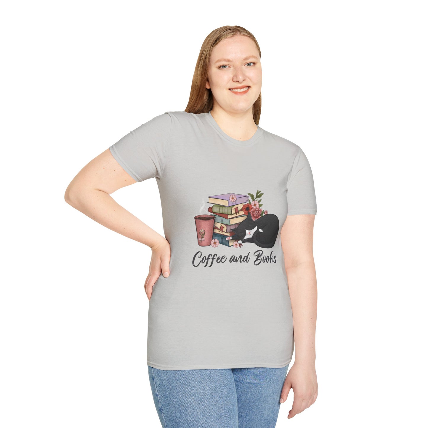 Coffee and Books Cat Tee