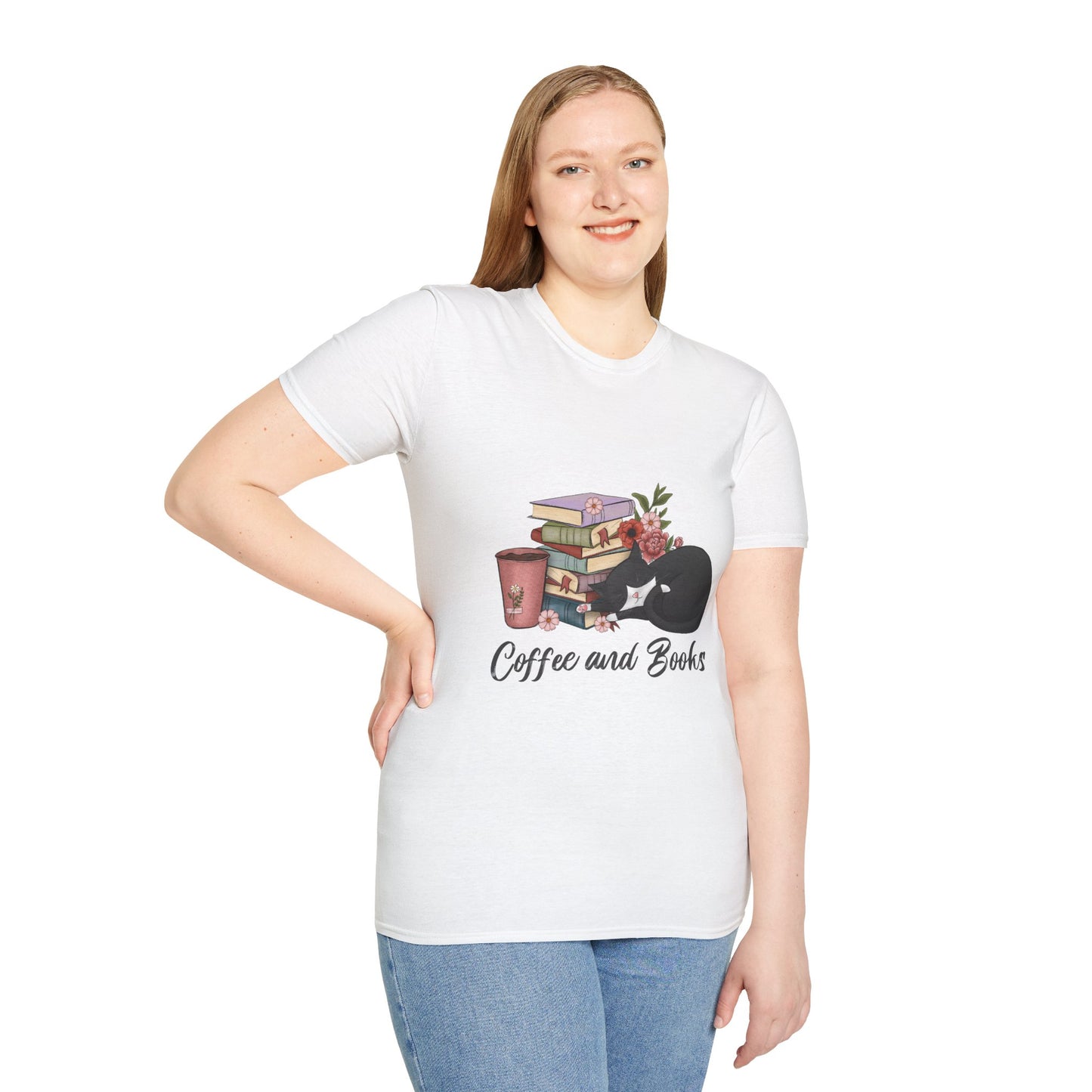 Coffee and Books Cat Tee