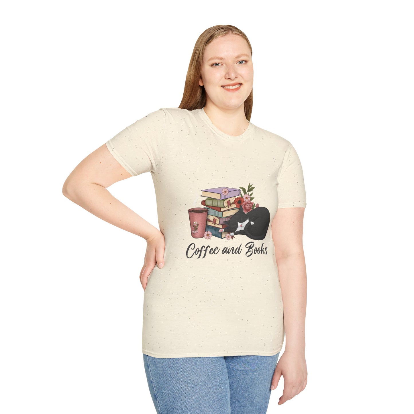 Coffee and Books Cat Tee