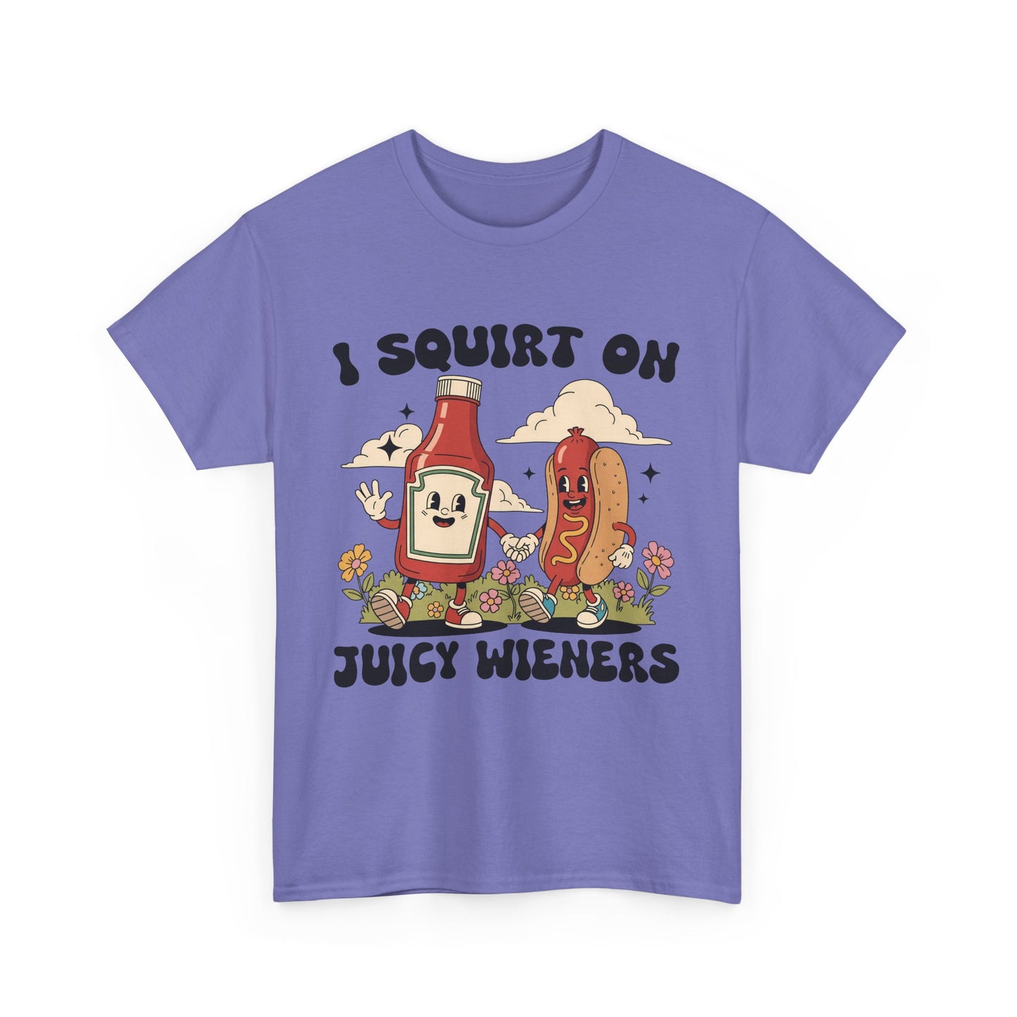 Funny Foodie Unisex Tee - I Squirt on Juicy Wieners, Humorous Gift, BBQ Shirt, Summer Party Apparel, Casual Wear, Food Lover's Tee