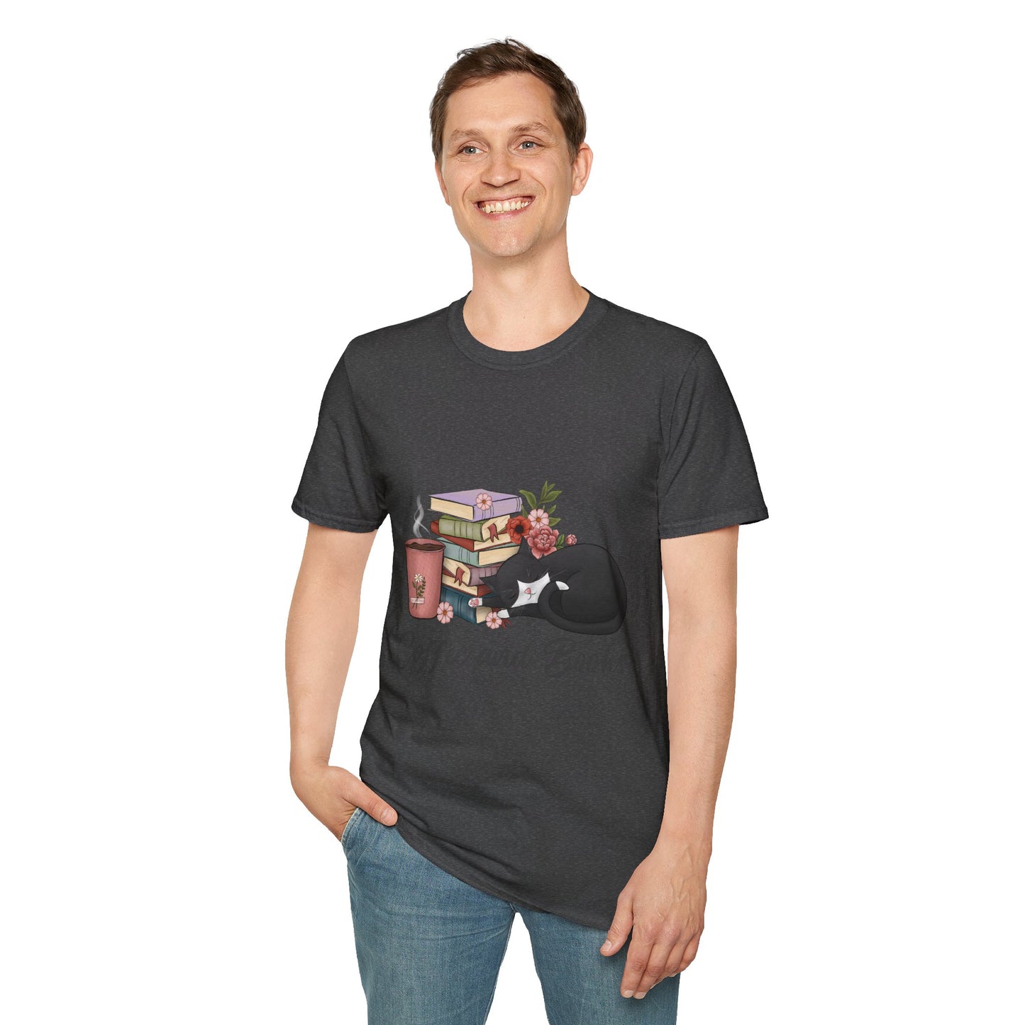 Coffee and Books Cat Tee